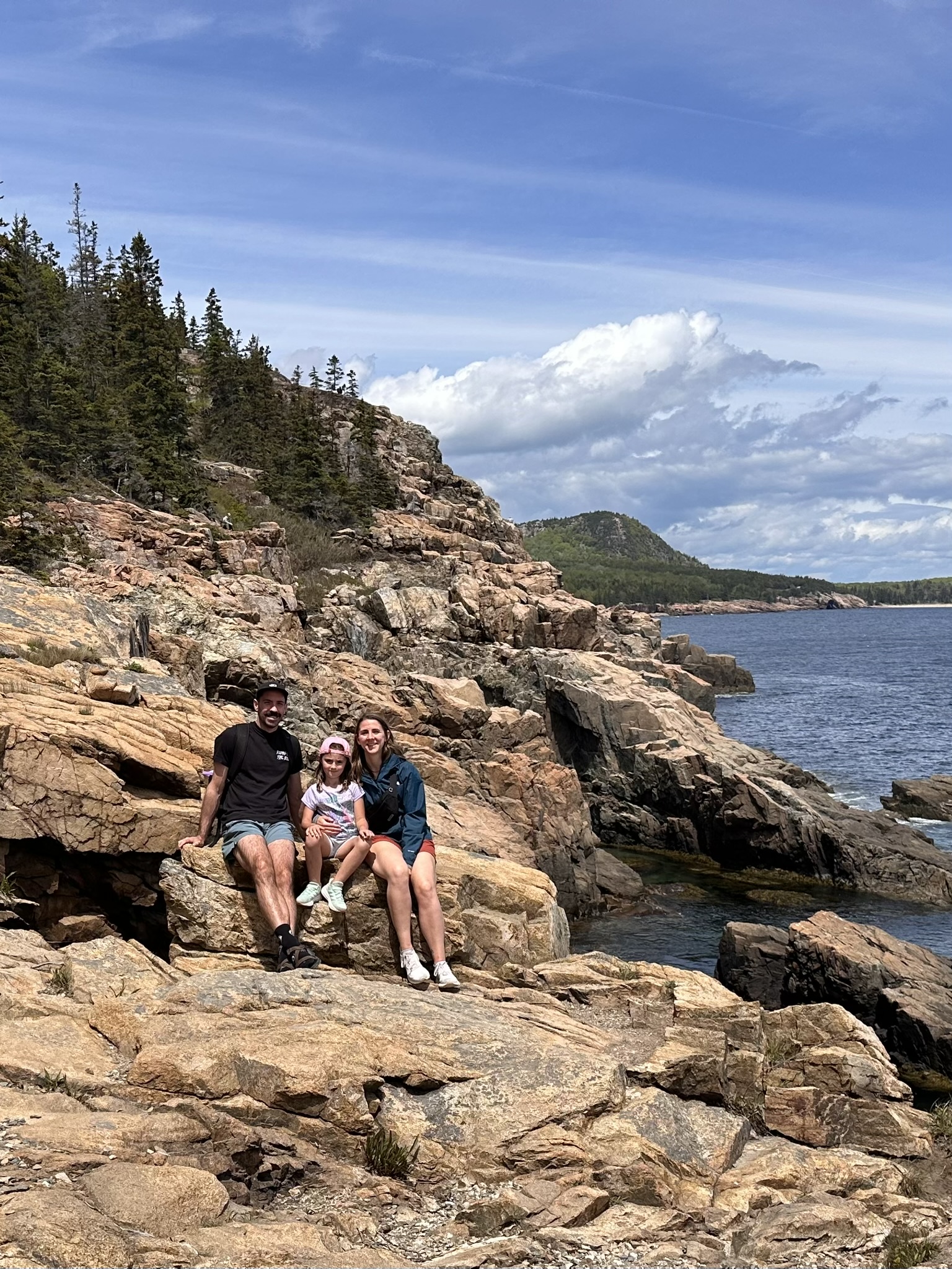 Family on the coastline
